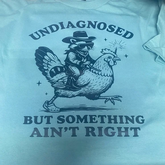 Undiagnosed Funny Graphic Tee Size Large on Light Green Tee - Picture 2 of 2
